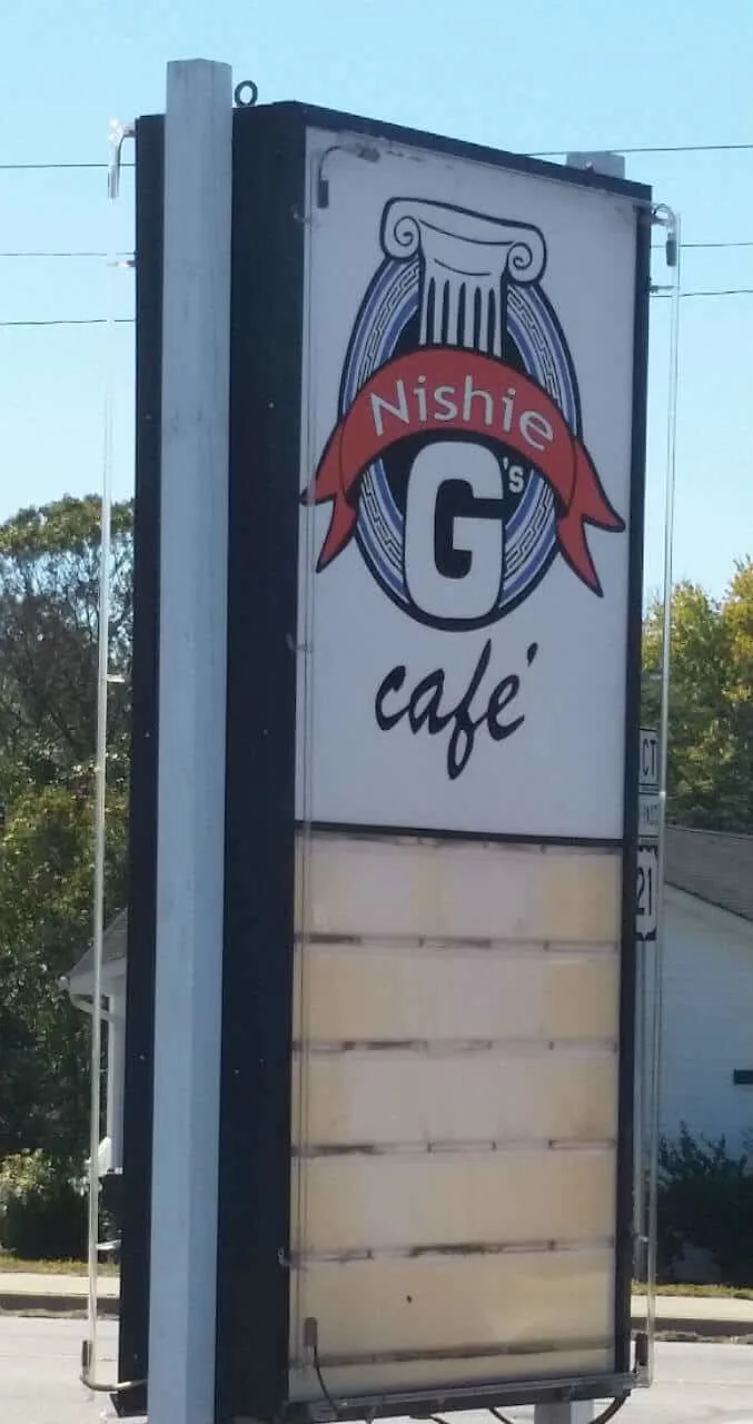 This image shows the sign out front of Nishie G's Cage in Rock Hill SC. This location is closed now.