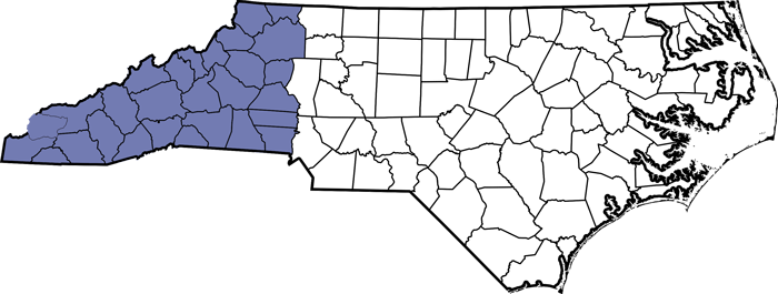 map highlighting western NC