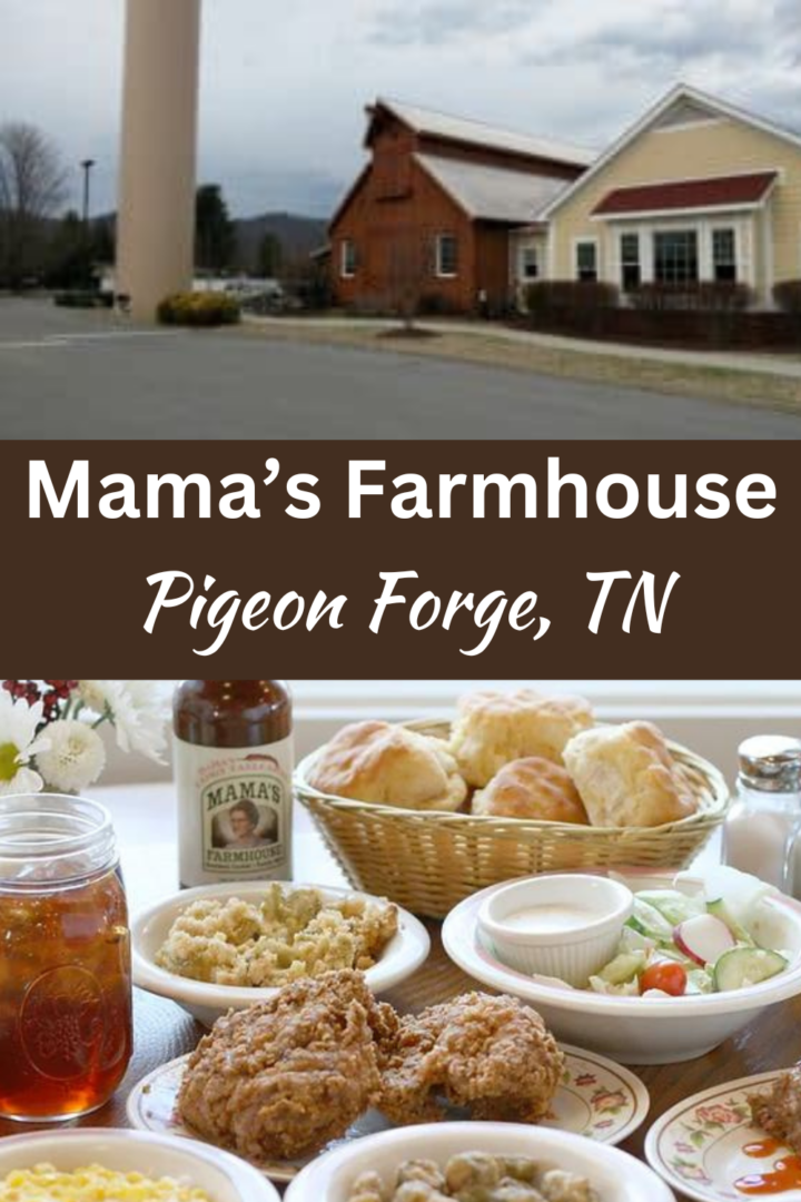 Pinterest picture for Mama's Farmhouse in Pigeon Forge, TN. 