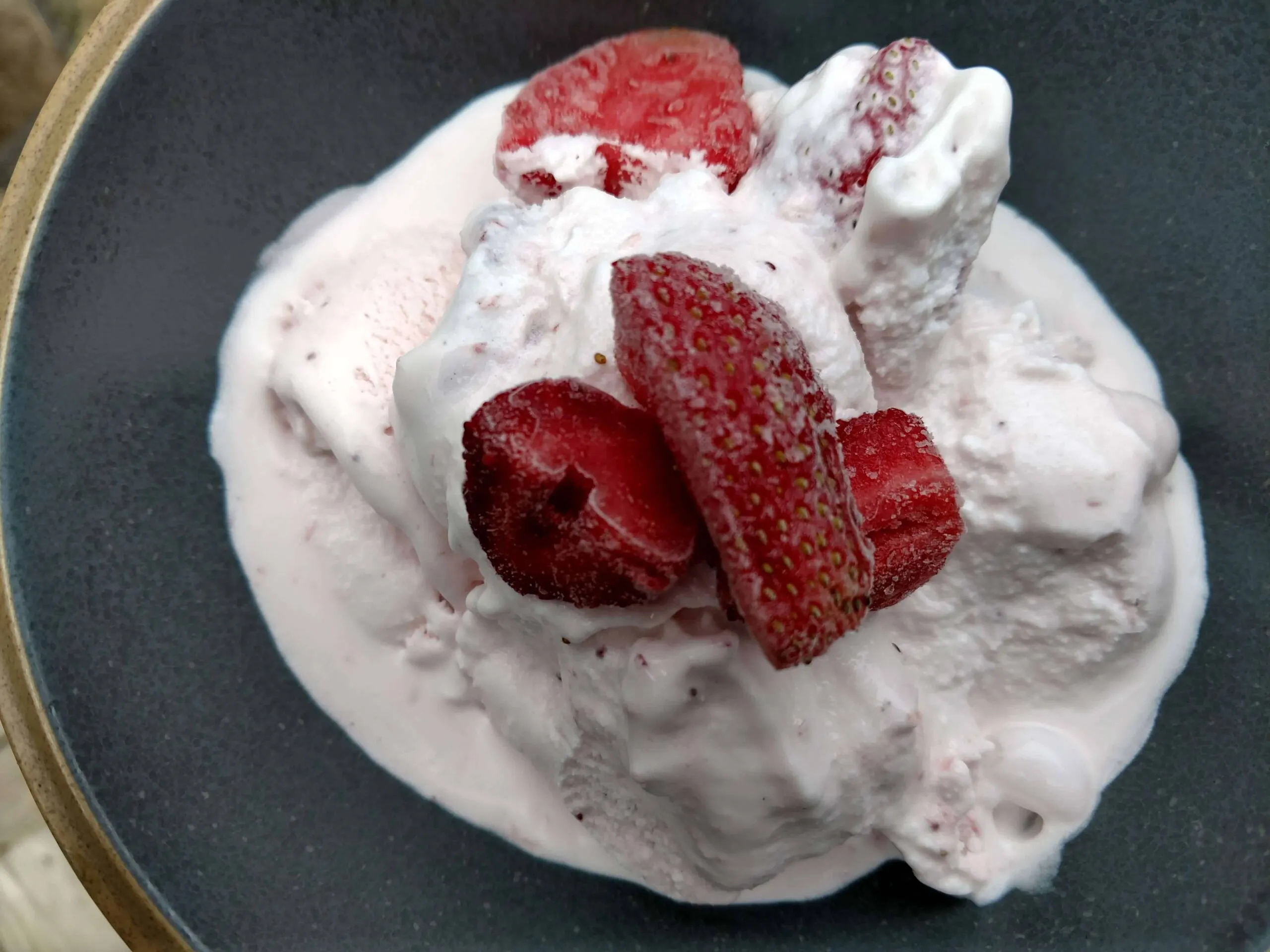 This image shows the completed Homemade Strawberry Ice cream recipe.