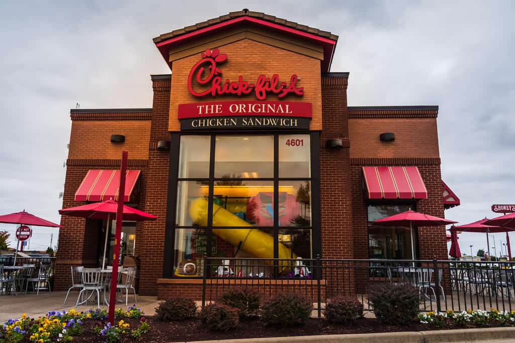 This image shows the front of Chick-Fil-A.