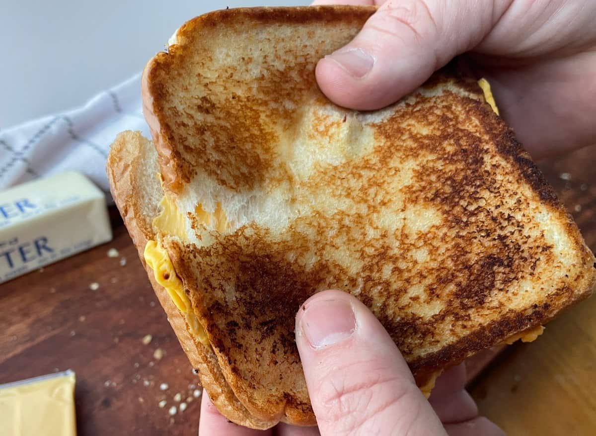 crispy golden brown grilled cheese