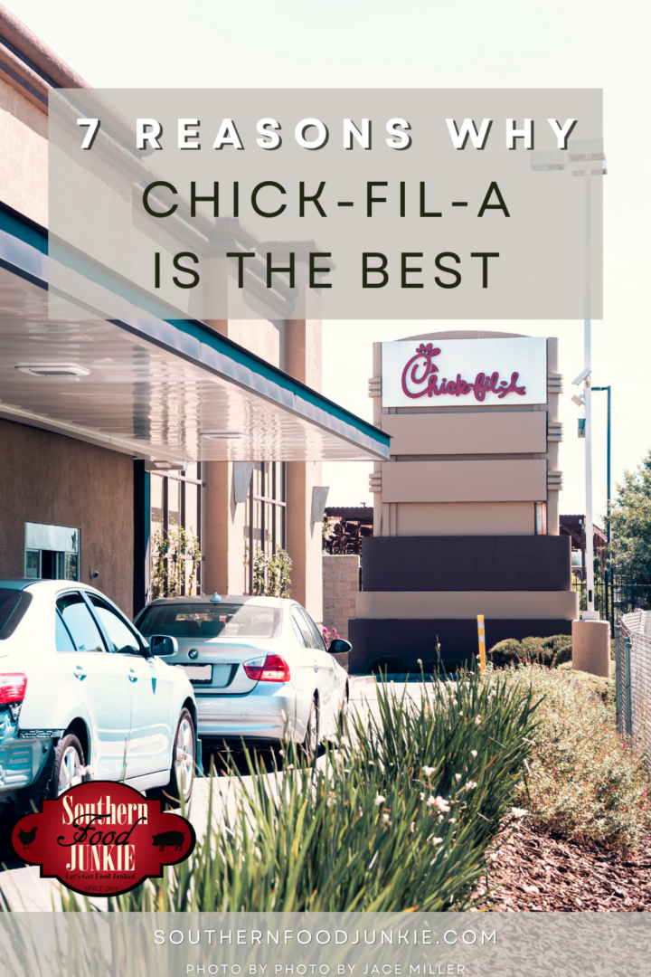 chick-fil-a drive through with cars waiting to get food.