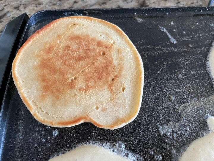 pancake ready to be taken off the griddle.