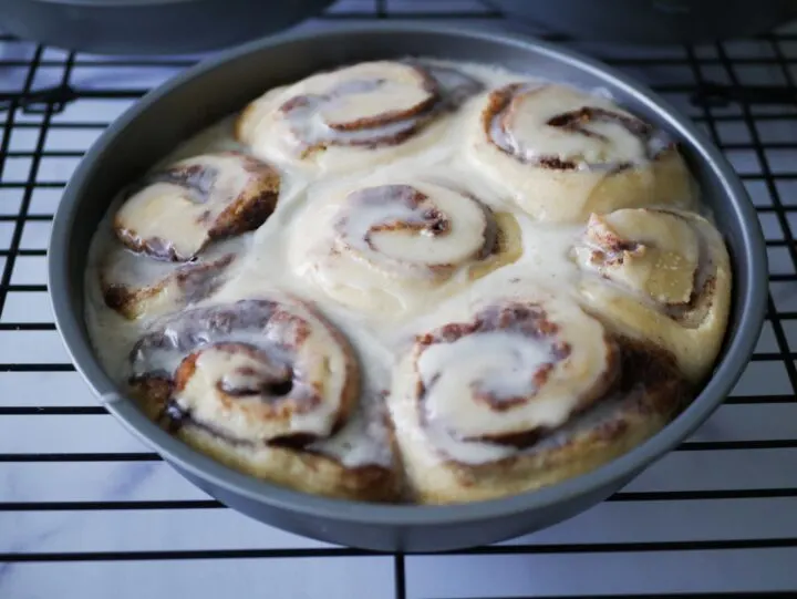 Sourdough Cinnamon rolls with homemade icing.