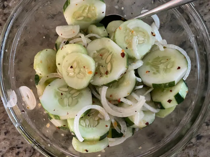 Spicy Cucumber & Onion Salad.