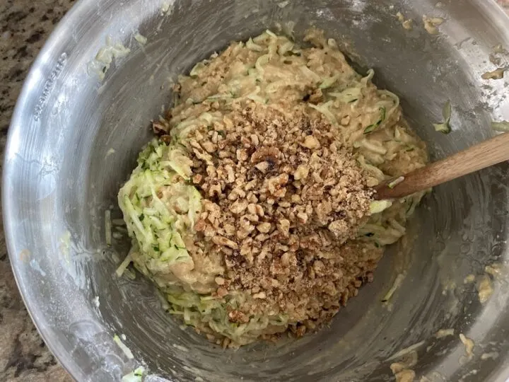 Add in the chopped Walnuts into the batter mixture. 