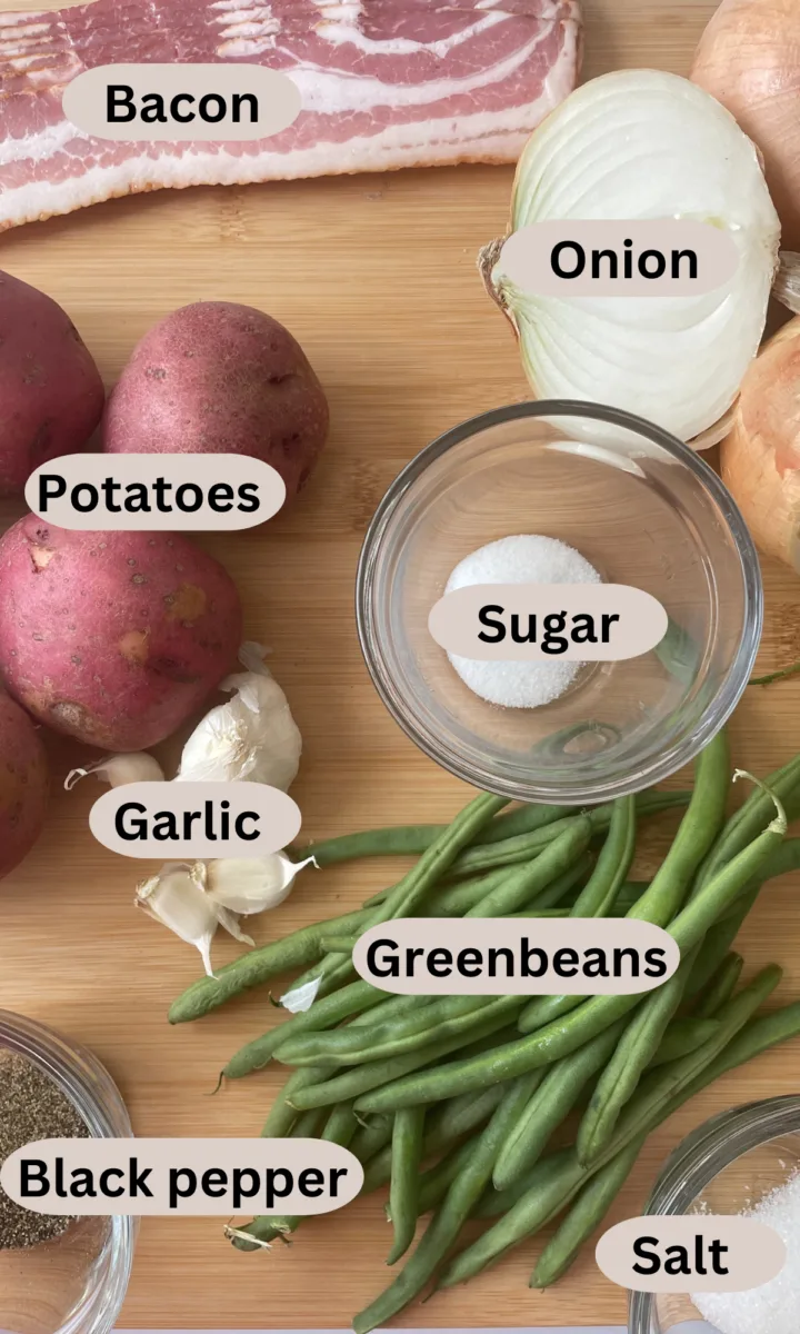 Ingredients used to make Southern Style Green beans.