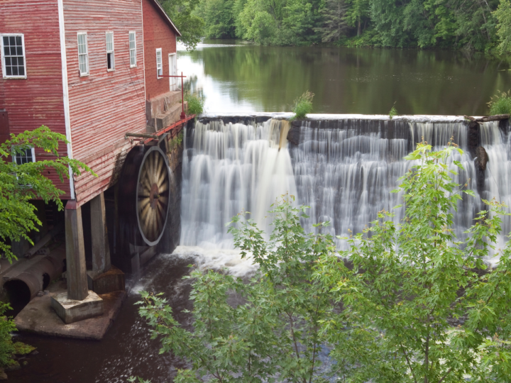 Water powered grits mill.