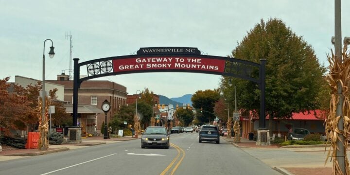 Downtown Waynesville, North Carolina, featuring historic Main Street, local shops, and restaurants.