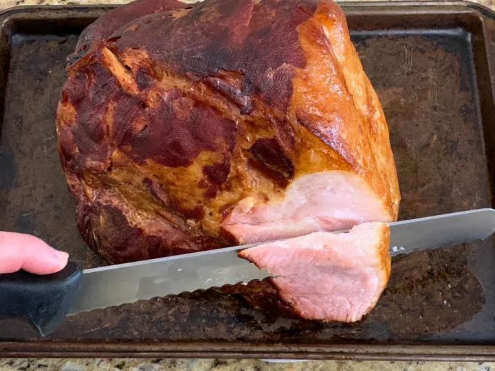This is a image showing How to reheat a smoked ham.