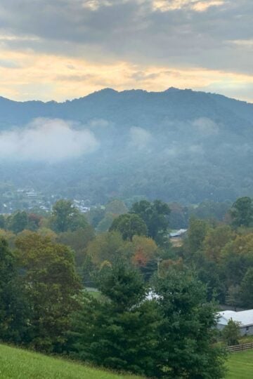 Clouds drifting over the mountains and valley in Maggie Valley, North Carolina